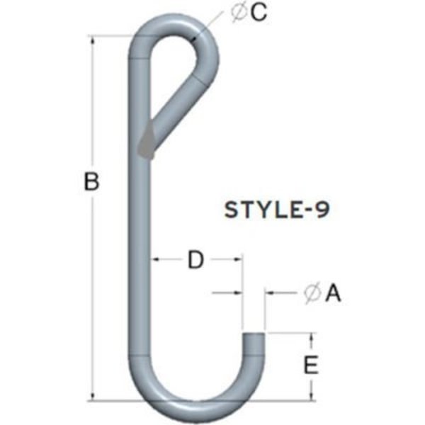 Machining & Welding By Olsen, Inc. M&W 1/4" X 5" Working Length J-Hook Style 9 19475-5